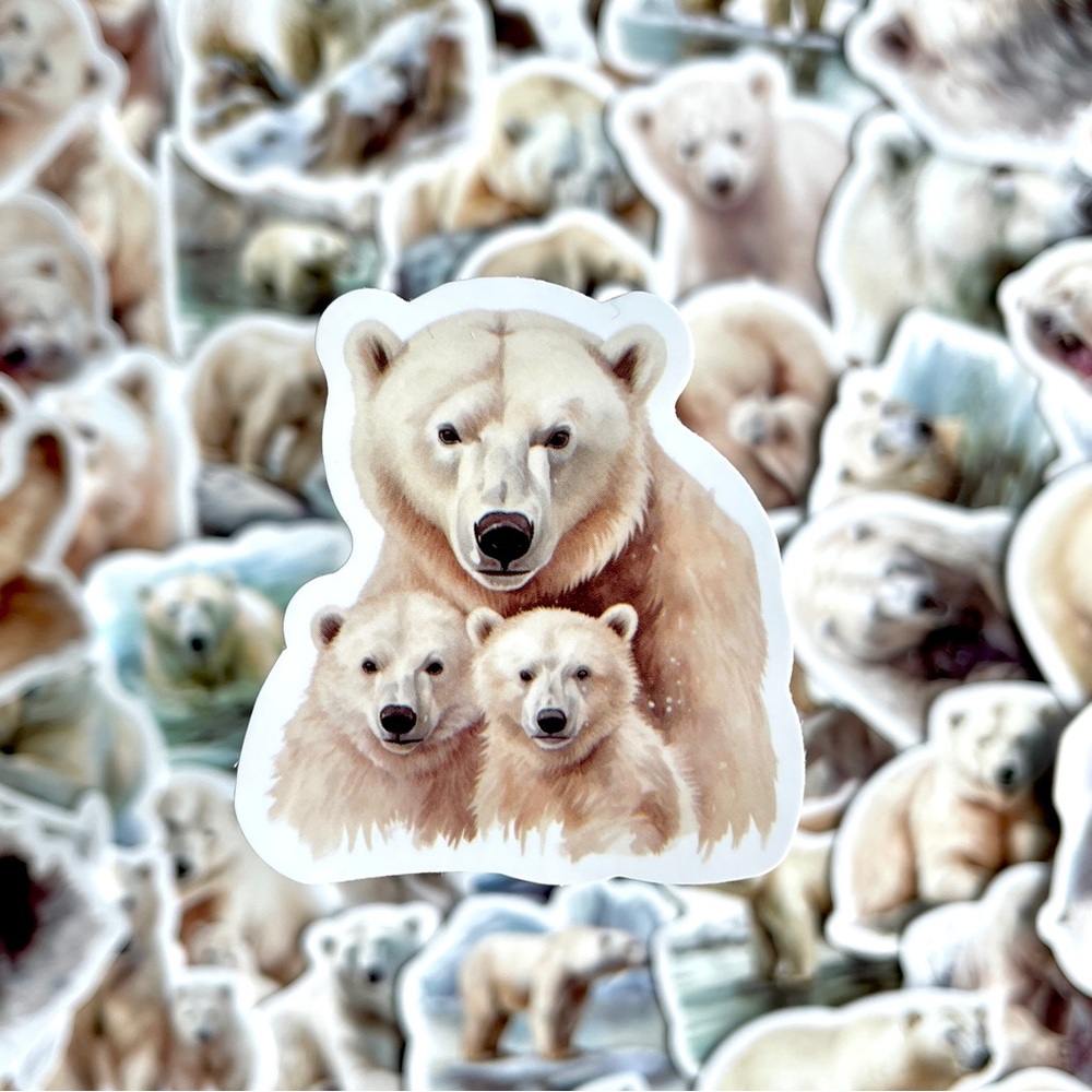 🟣 Pack of 50 Polar Bear Stickers